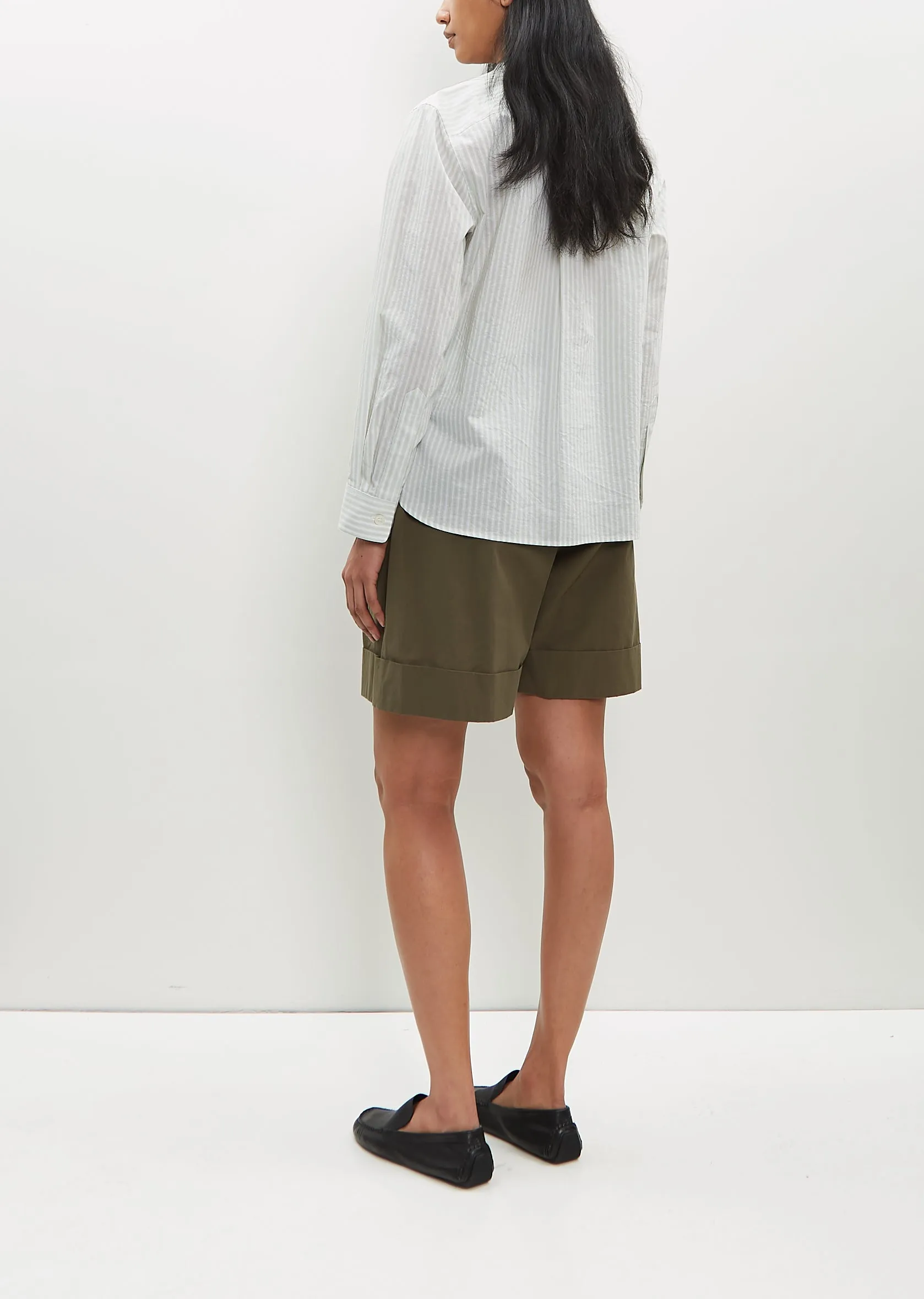 Collarless Cotton-Silk Shirt