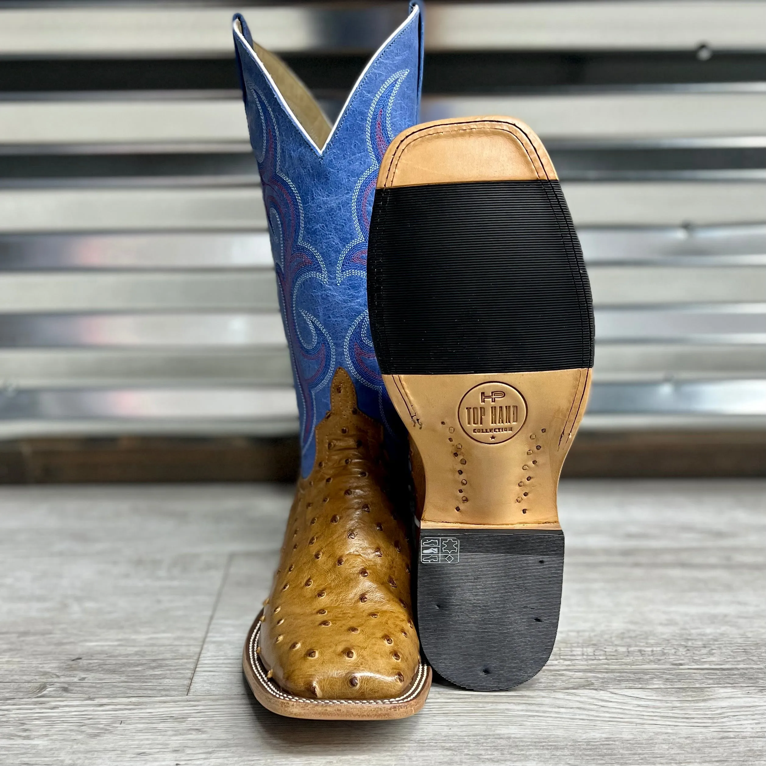 HORSEPOWER Antique Saddle Full Quill Ostrich Boots